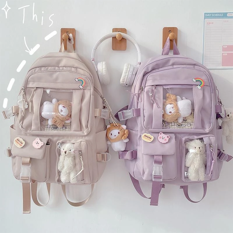 Sac à dos scolaire mignon style kawaii, grande capacité et imperméable
